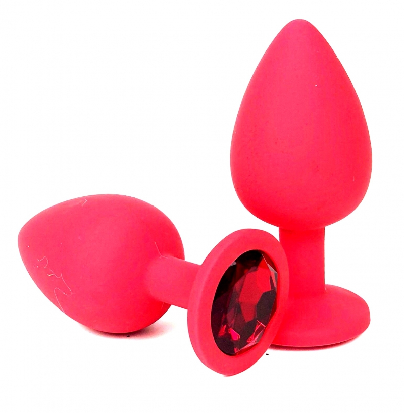 Пробка с красным кристаллом "Vandersex" красная, M 